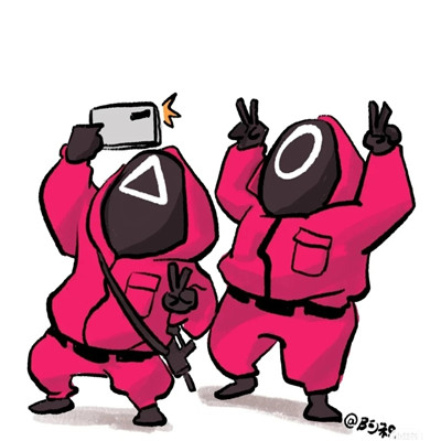 鱿鱼游戏头像红衣人可爱 旁观绝对不会比身历其境来的有趣