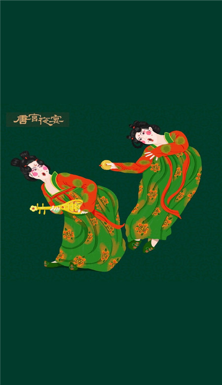 俏皮又可爱唐宫夜宴卡通手机壁纸大全 锦瑟无端五十弦一弦一柱思华年