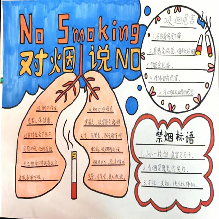 2023世界无烟日手抄报图片简单好看 戒烟让您的肺清凉一点吧
