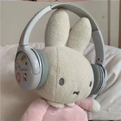 戴上耳机与世隔绝的猫狗头像 很喜欢熊二说的一句话俺饿啦